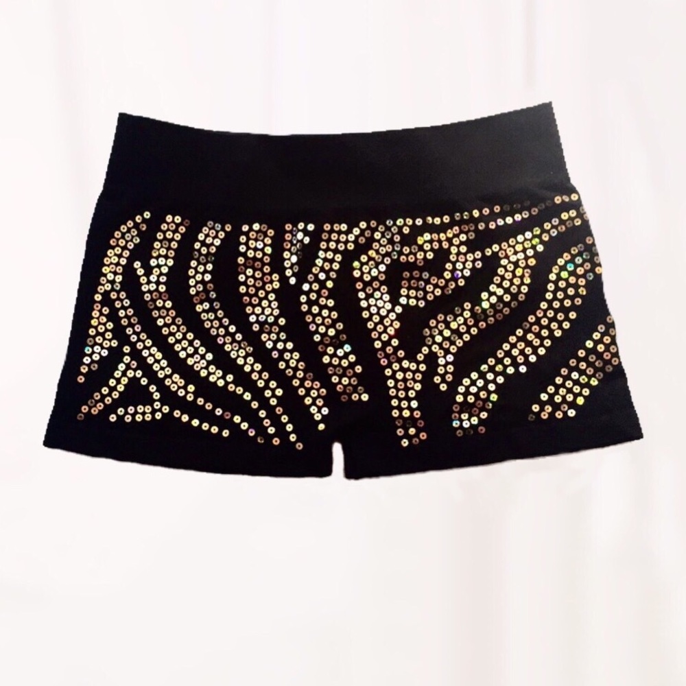Girls Spandex Shorts with Zebra Sequin Design